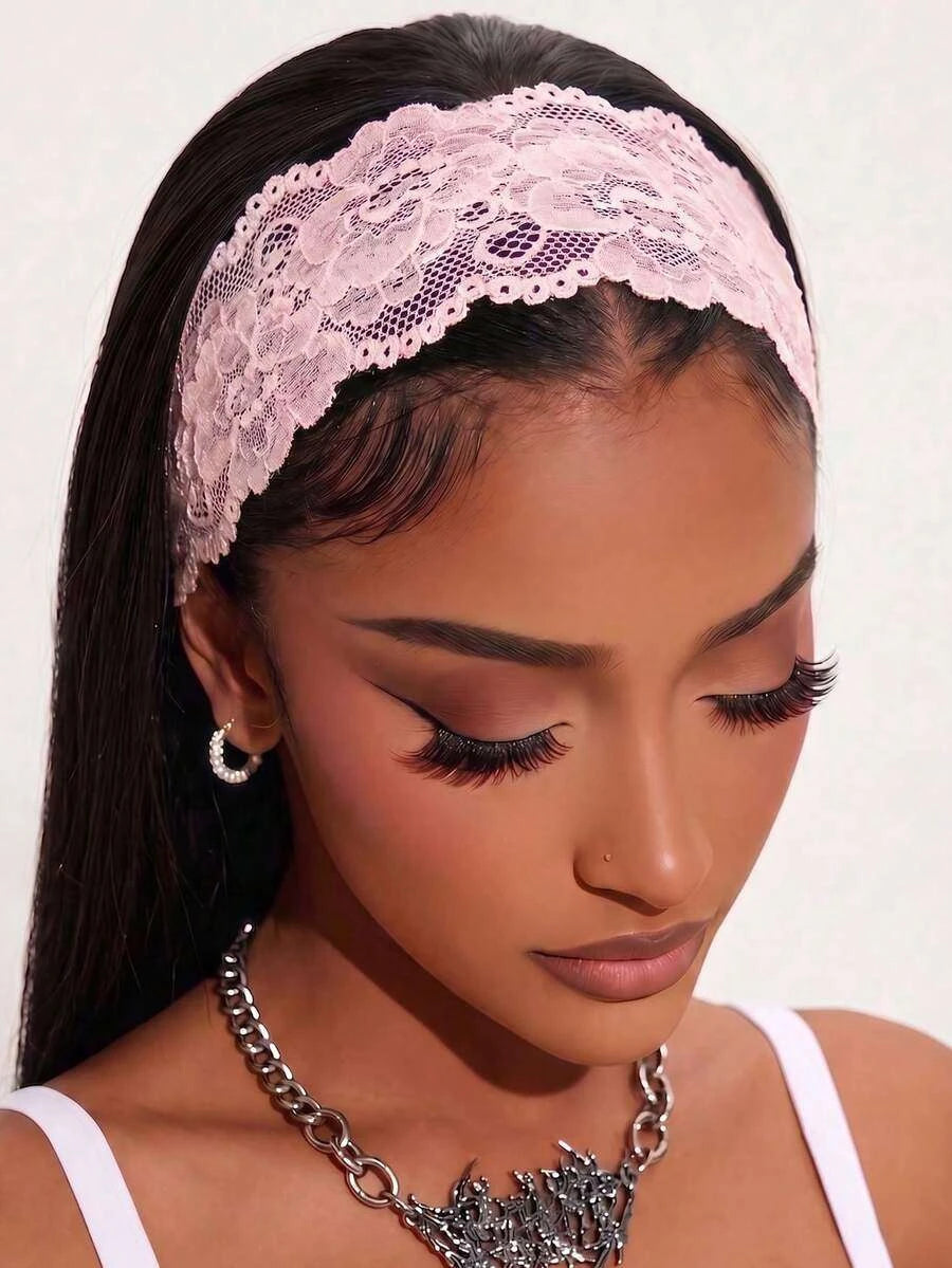 Lace Headband for Women – Twist Detail, Floral Texture – Perfect for Daily Wear, Summer & Beach Vacations – Polyester, One Size