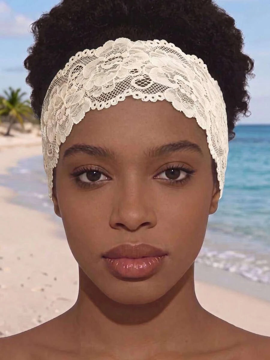 Lace Headband for Women – Twist Detail, Floral Texture – Perfect for Daily Wear, Summer & Beach Vacations – Polyester, One Size
