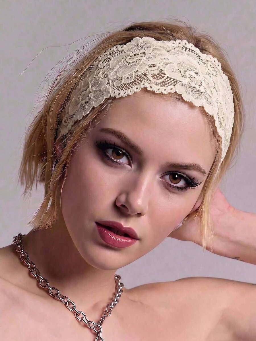 Lace Headband for Women – Twist Detail, Floral Texture – Perfect for Daily Wear, Summer & Beach Vacations – Polyester, One Size