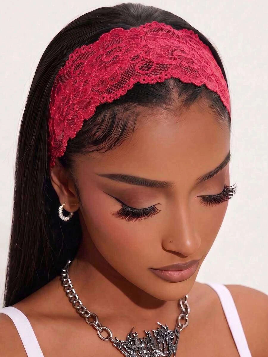 Lace Headband for Women – Twist Detail, Floral Texture – Perfect for Daily Wear, Summer & Beach Vacations – Polyester, One Size