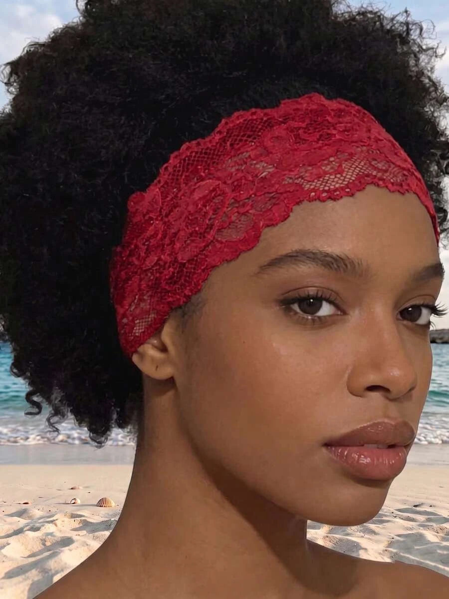 Lace Headband for Women – Twist Detail, Floral Texture – Perfect for Daily Wear, Summer & Beach Vacations – Polyester, One Size