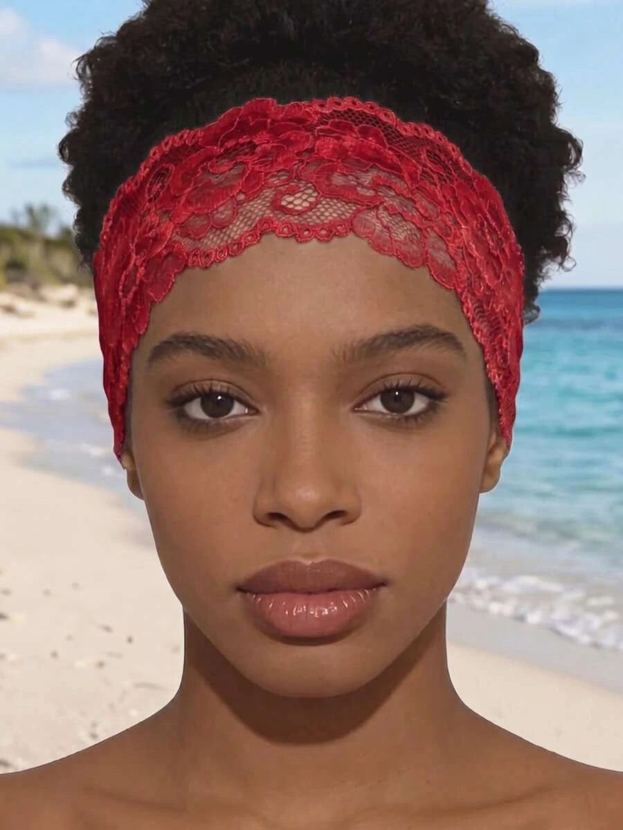 Lace Headband for Women – Twist Detail, Floral Texture – Perfect for Daily Wear, Summer & Beach Vacations – Polyester, One Size