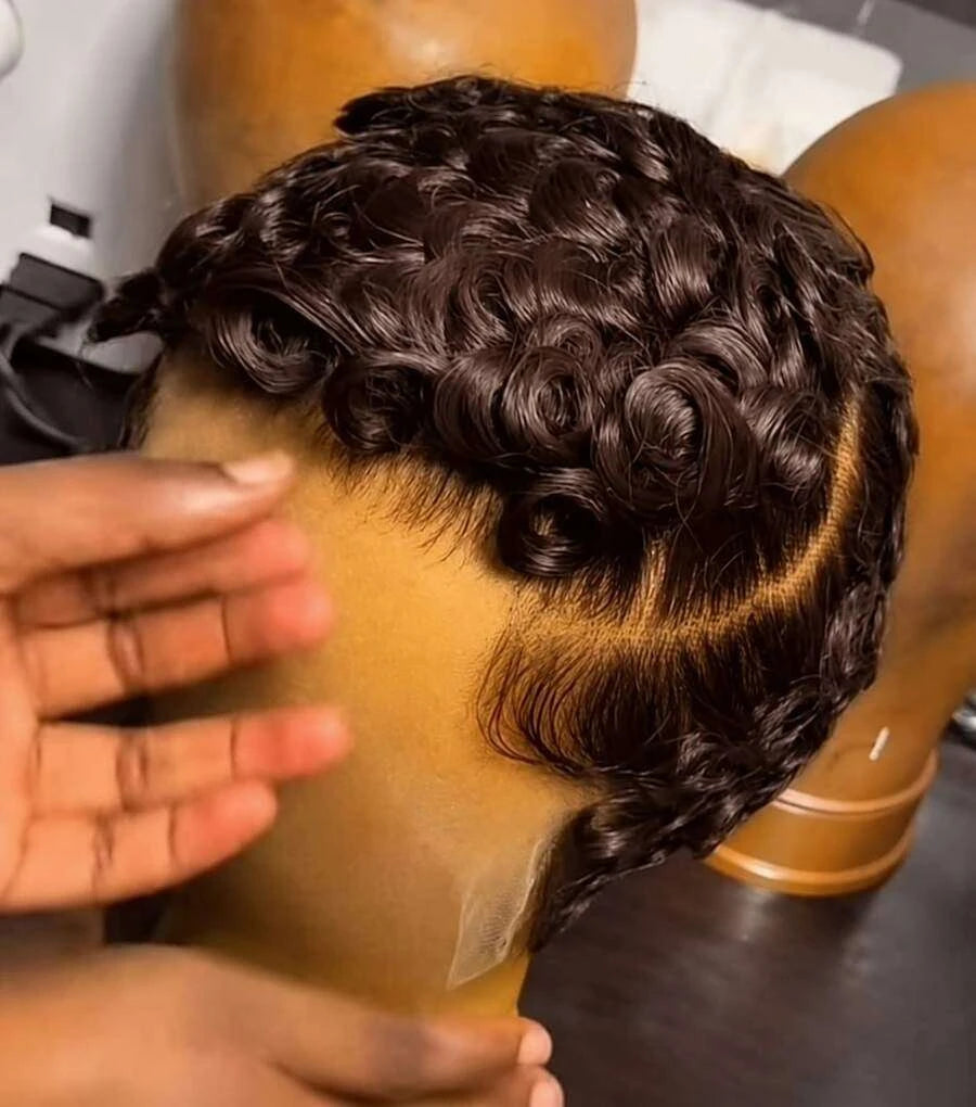 Glueless Pixie Cut Short Bob Wig for Women – 13x4 HD Lace Front, Curly Deep Wave Texture, Full Lace Construction – Perfect for Everyday Wear & Quick Styling – Brazilian Human Hair Blend, 4–6 Inch, Light Brown (#4)
