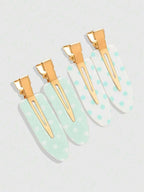Retro Polka Dot Bangs Hairpin Clips for Women – 4-Piece Set, Cute Kawaii Style – Perfect for Daily Wear & Going Out – Metal, One Size