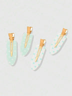 Retro Polka Dot Bangs Hairpin Clips for Women – 4-Piece Set, Cute Kawaii Style – Perfect for Daily Wear & Going Out – Metal, One Size