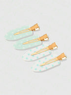 Retro Polka Dot Bangs Hairpin Clips for Women – 4-Piece Set, Cute Kawaii Style – Perfect for Daily Wear & Going Out – Metal, One Size