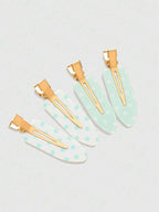 Retro Polka Dot Bangs Hairpin Clips for Women – 4-Piece Set, Cute Kawaii Style – Perfect for Daily Wear & Going Out – Metal, One Size