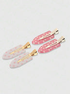 Retro Polka Dot Bangs Hairpin Clips for Women – 4-Piece Set, Cute Kawaii Style – Perfect for Daily Wear & Going Out – Metal, One Size