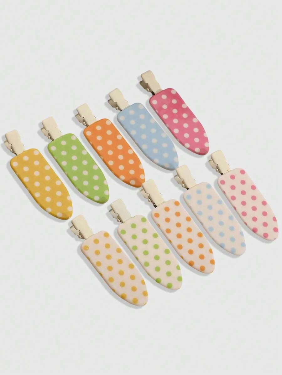 Retro Polka Dot Bangs Hairpin Clips for Women – 4-Piece Set, Cute Kawaii Style – Perfect for Daily Wear & Going Out – Metal, One Size