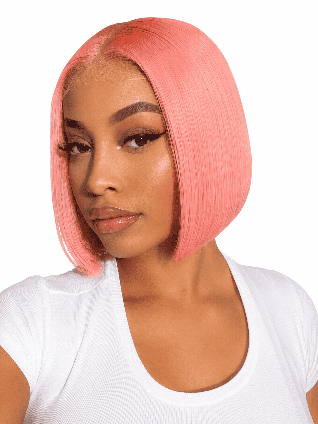 Glueless Pink Straight Bob Lace Frontal Wig for Women – 13x4 Transparent Ear-to-Ear Lace, Short Bob Style – Perfect for Halloween & Costume Looks – Brazilian Human Hair Blend, 10–12 Inch, Pink