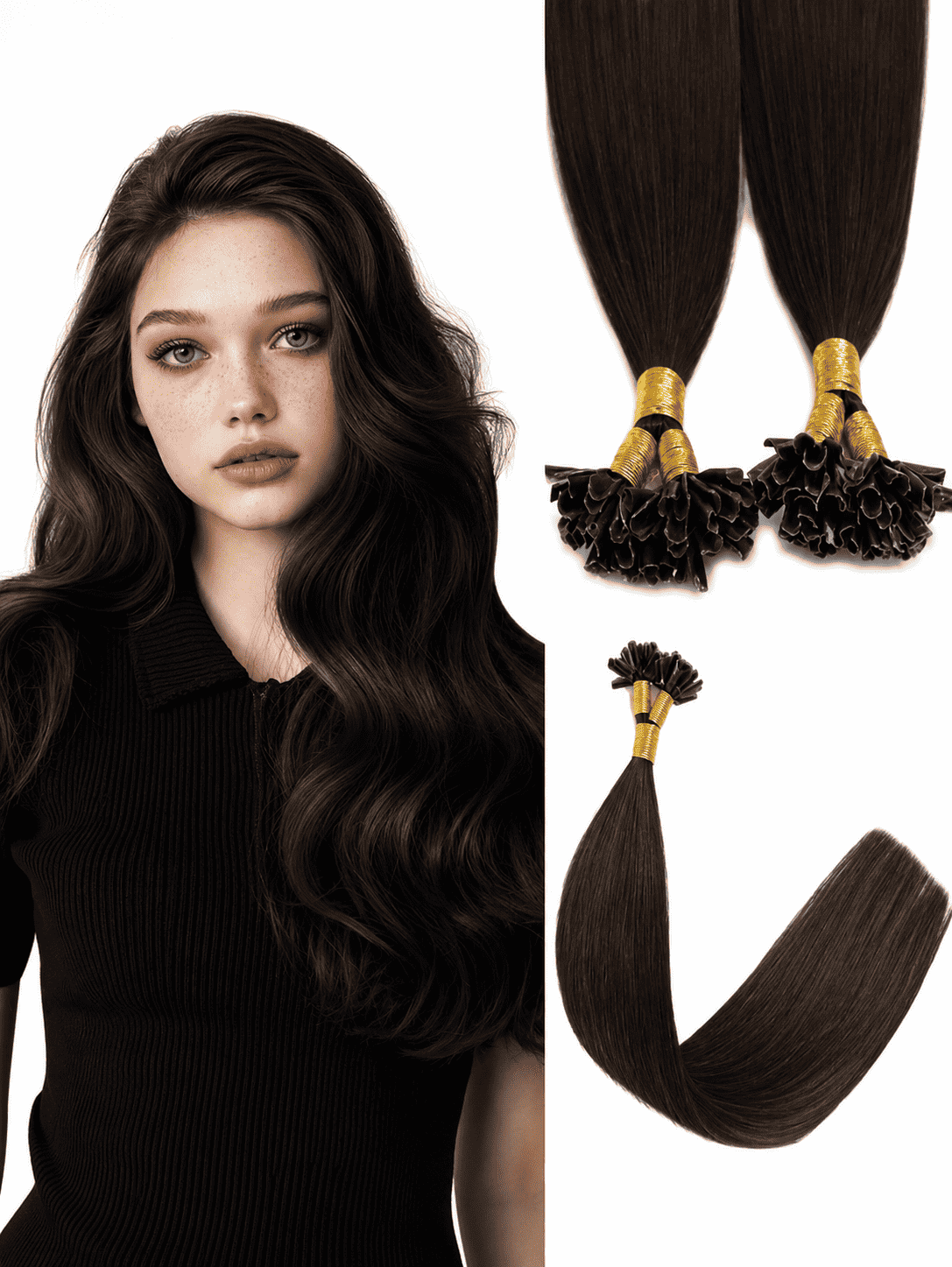 U-Tip Keratin Bond Fusion Hair Extensions for Women – Pre-Bonded Straight, 30g Pack – Perfect for Fuller, Longer Everyday Hair – Brazilian Human Hair Blend, 10–24 Inch, S2