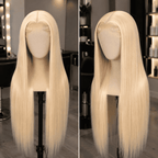 Glueless Straight Lace Front Human Hair Wig for Women – 13x4/13x6 Transparent Lace, Pre-Plucked with Baby Hair, 200% Density – Perfect for Everyday Wear & Special Occasions – Brazilian Human Hair Blend, 40 Inch, Blonde (S613)