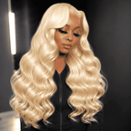 Glueless Body Wave Lace Front Human Hair Wig for Women – 13x4 HD Transparent Lace, Pre-Plucked Hairline – Perfect for Everyday Wear & Special Occasions – Brazilian Human Hair Blend, 8–34 Inch, Blonde (S613)