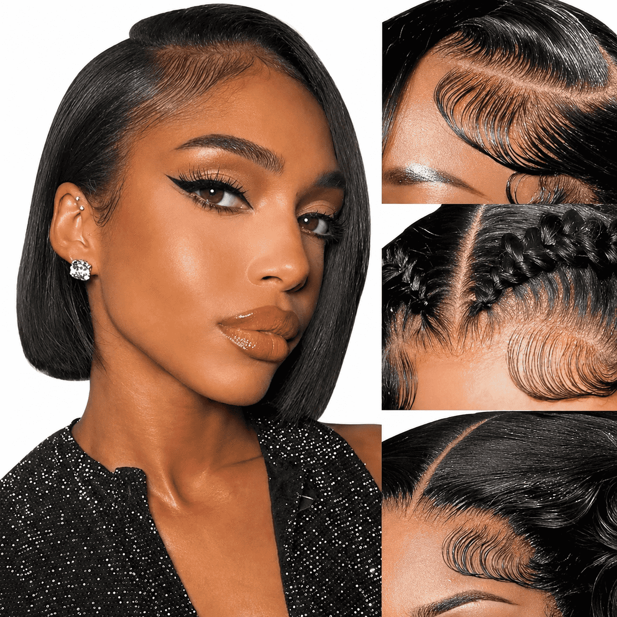 Glueless Straight Bob Lace Front Wig for Women – 4x4/13x4 HD Lace, Pre-Plucked with Baby Hair, Elegant Straight Bob Style, 180% Density – Perfect for Everyday Wear & Versatile Styling – Brazilian Human Hair Blend, 8–34 Inch, Natural Black
