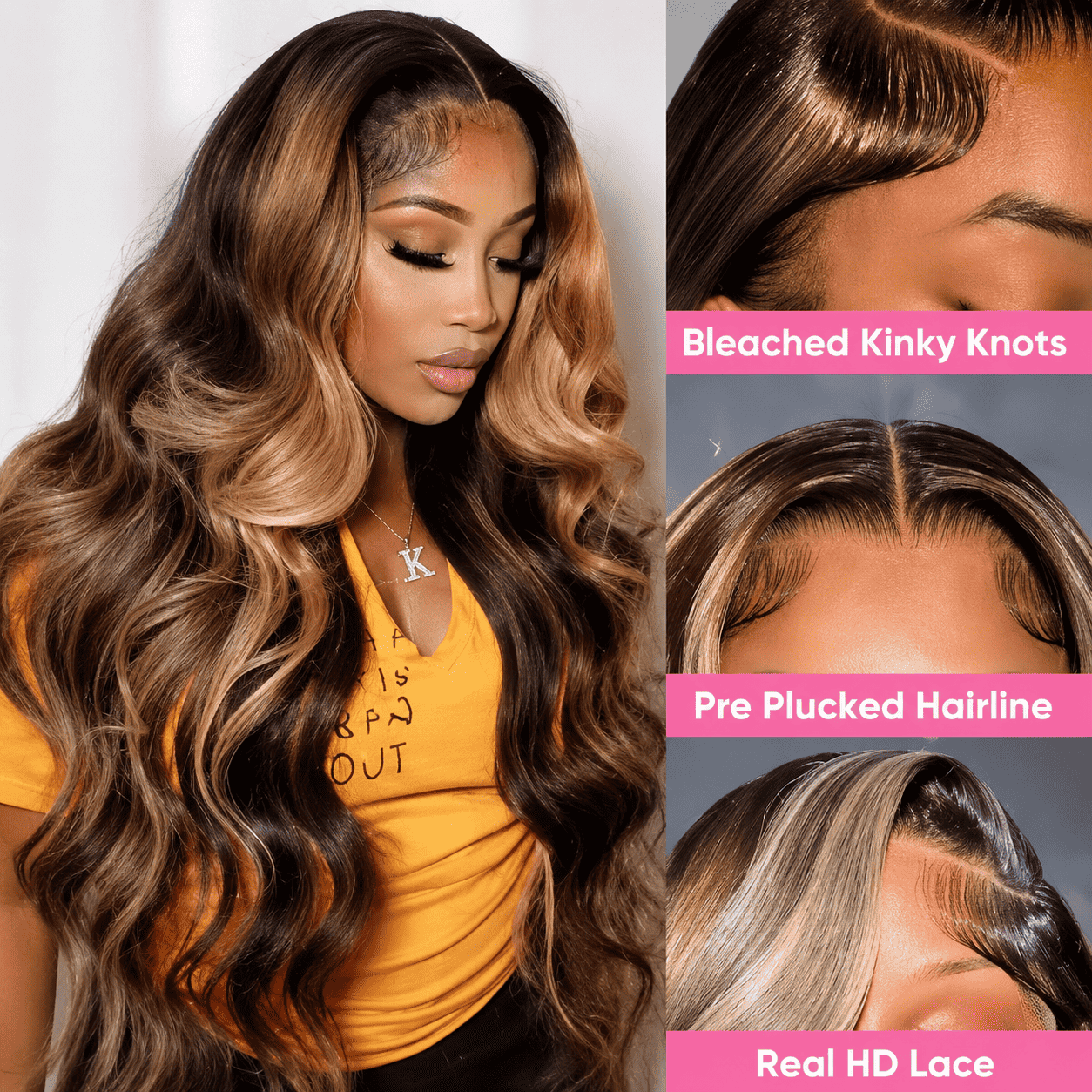 Glueless Body Wave Lace Front Human Hair Wig for Women – 13x4 Transparent Lace, Silky Soft Waves, Seamless Natural Hairline, 180% Density – Perfect for Daily Wear, Parties & Weddings – 100% Human Hair, 16–40 Inch, P4/27