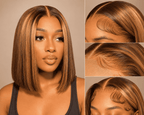 Glueless Short Bob Lace Front Human Hair Wig for Women – 13x4 HD Transparent Lace, Pre-Plucked with Baby Hair, 180% Density – Perfect for Everyday Wear & Bold Color Looks – 100% Human Hair, 8–14 Inch, 9 Trendy Colors