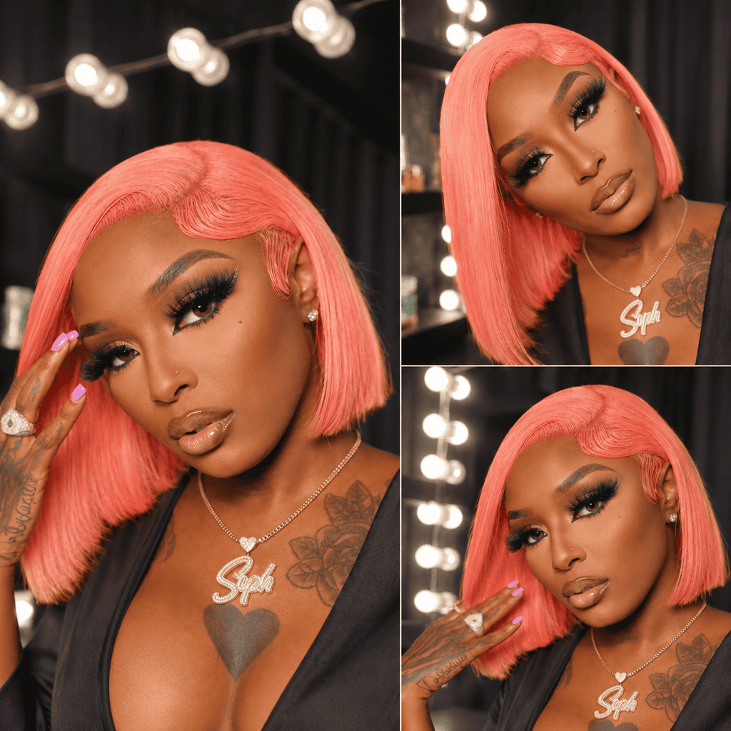 Glueless Short Bob Lace Front Human Hair Wig for Women – 13x4 HD Transparent Lace, Pre-Plucked with Baby Hair, 180% Density – Perfect for Everyday Wear & Bold Color Looks – 100% Human Hair, 8–14 Inch, 9 Trendy Colors