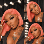 Glueless Short Bob Lace Front Human Hair Wig for Women – 13x4 HD Transparent Lace, Pre-Plucked with Baby Hair, 180% Density – Perfect for Everyday Wear & Bold Color Looks – 100% Human Hair, 8–14 Inch, 9 Trendy Colors