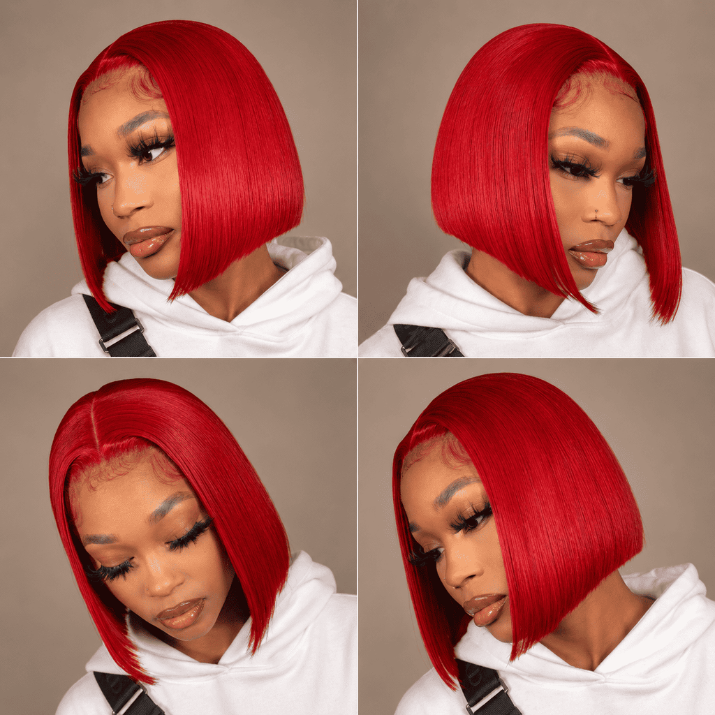 Glueless Short Bob Lace Front Human Hair Wig for Women – 13x4 HD Transparent Lace, Pre-Plucked with Baby Hair, 180% Density – Perfect for Everyday Wear & Bold Color Looks – 100% Human Hair, 8–14 Inch, 9 Trendy Colors