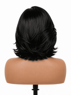 Sleek Side Part Bob Wig Natural Black, Classic Polished Waves, 4x4 Pre-Bleached Lace, 180% Density, Remy Human Hair, 8-10 In