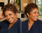 Glueless Pixie Cut Bob Wig for Women – Light Brown, Curly Deep Wave, Effortless Everyday Confidence – 13x4 HD Lace Front – Brazilian Human Hair Blend, 4–6 Inch