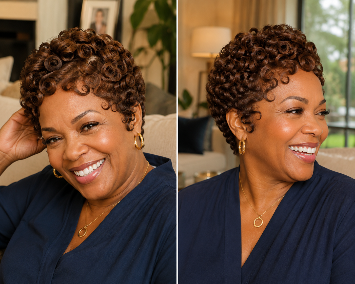 Glueless Pixie Cut Bob Wig for Women – Light Brown, Curly Deep Wave, Effortless Everyday Confidence – 13x4 HD Lace Front – Brazilian Human Hair Blend, 4–6 Inch