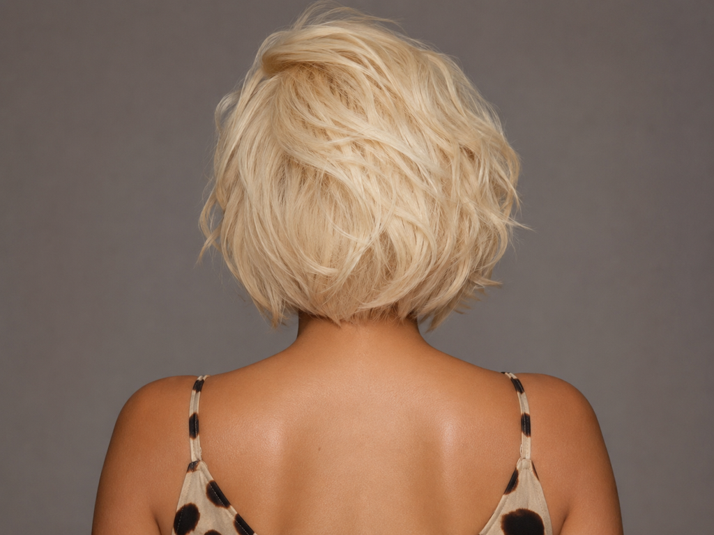 613 Blonde Straight Pixie Cut Human Hair Wig, Side Part, Transparent Lace Front, 6 Inch