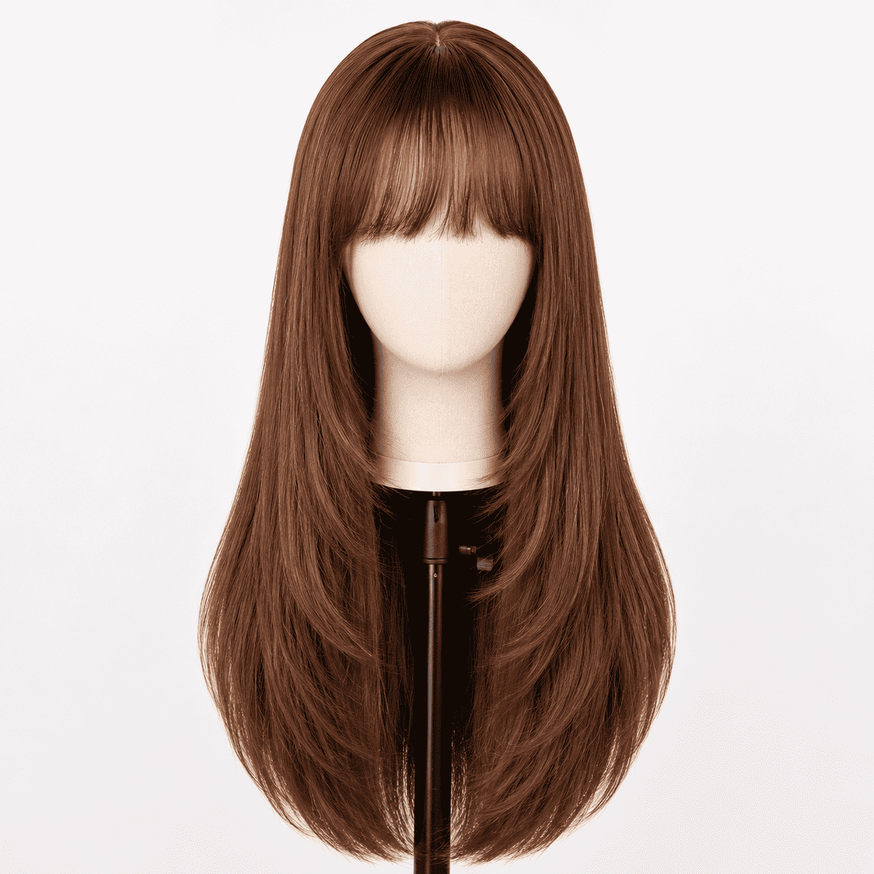 Silky Straight Wig with Wispy Bangs, Layered Cut French Fringe, 4x4 Pre-Cut Lace, Wear and Go, 180% Density, 100% Human Hair, 16-20 In