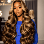 Glueless Highlight Brown Body Wave Lace Front Human Hair Wig for Women – 13x6/13x4 HD Lace, Honey Blonde Highlights, Pre-Plucked Remy Hair – Perfect for Everyday Wear & Special Occasions – Brazilian Human Hair Blend, 18–46 Inch