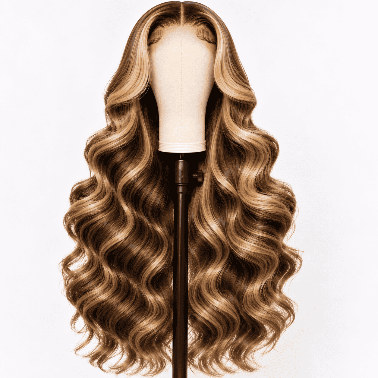 Glueless Highlight Brown Body Wave Lace Front Human Hair Wig for Women – 13x6/13x4 HD Lace, Honey Blonde Highlights, Pre-Plucked Remy Hair – Perfect for Everyday Wear & Special Occasions – Brazilian Human Hair Blend, 18–46 Inch