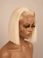 Glueless Blonde Bob Lace Front Wig for Women – 4x4/13x4 HD Lace, Pre-Plucked with Baby Hair, Elegant Straight Bob Style, 180% Density – Perfect for Everyday Wear & Versatile Styling – Brazilian Human Hair Blend, 8–10 Inch, Blonde (S613)