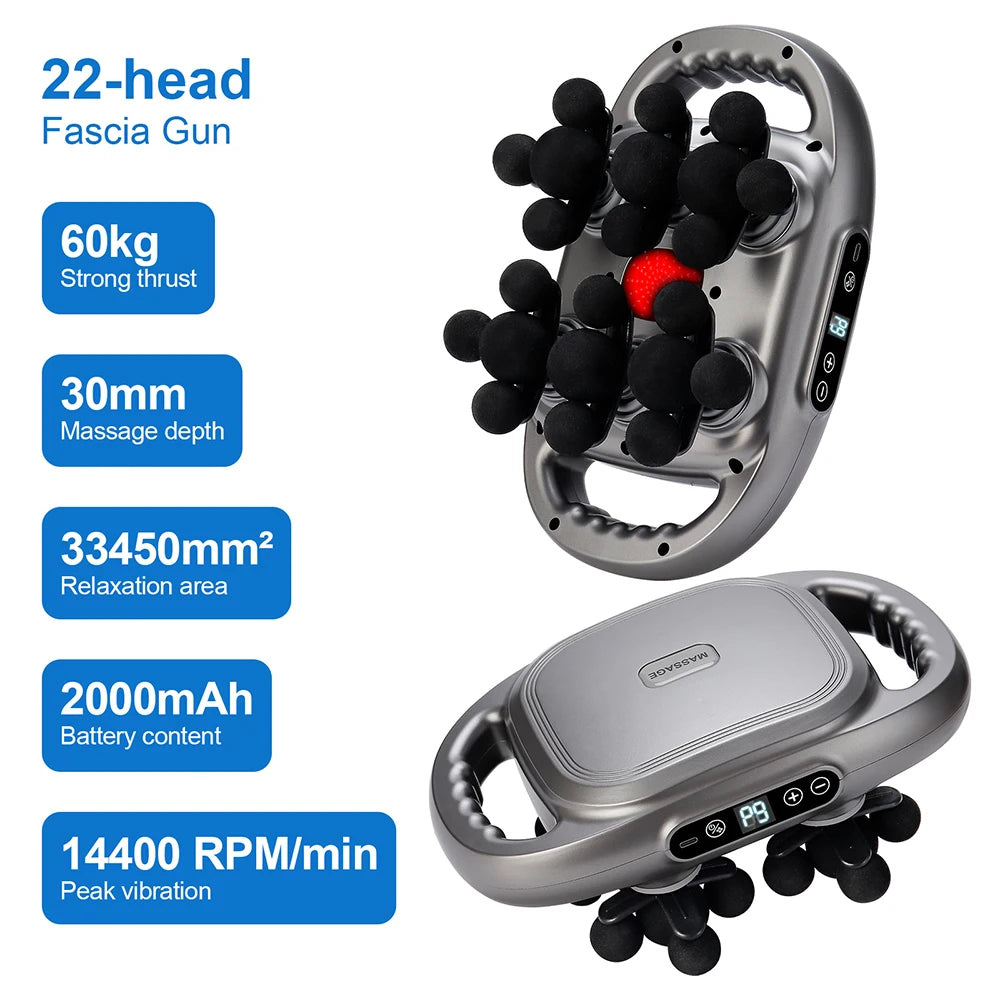 42-Head Fascia Gun — High-Frequency Vibration Massage Gun for Back, Waist, Neck & Shoulders