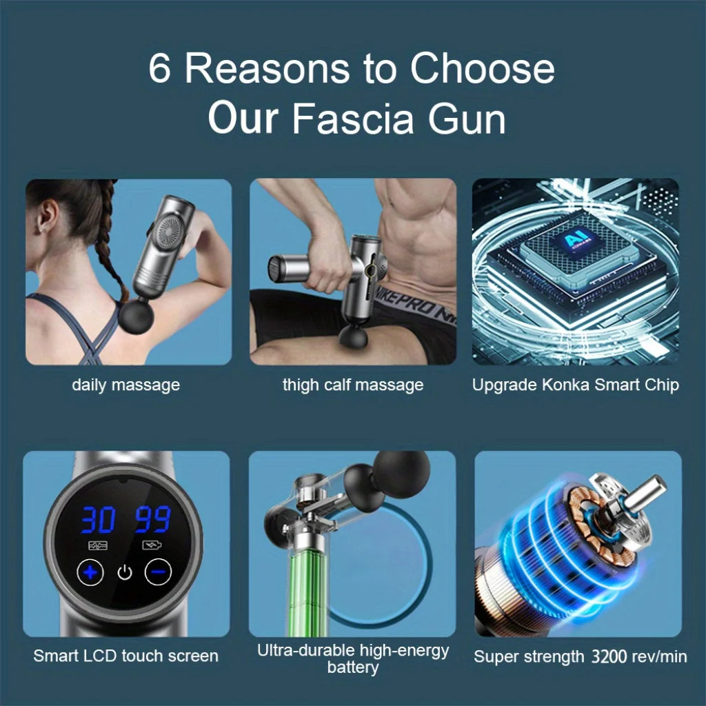 Portable Fascia Gun — Compact Vibration Massage Gun for Body, Neck & Back Muscle Relief