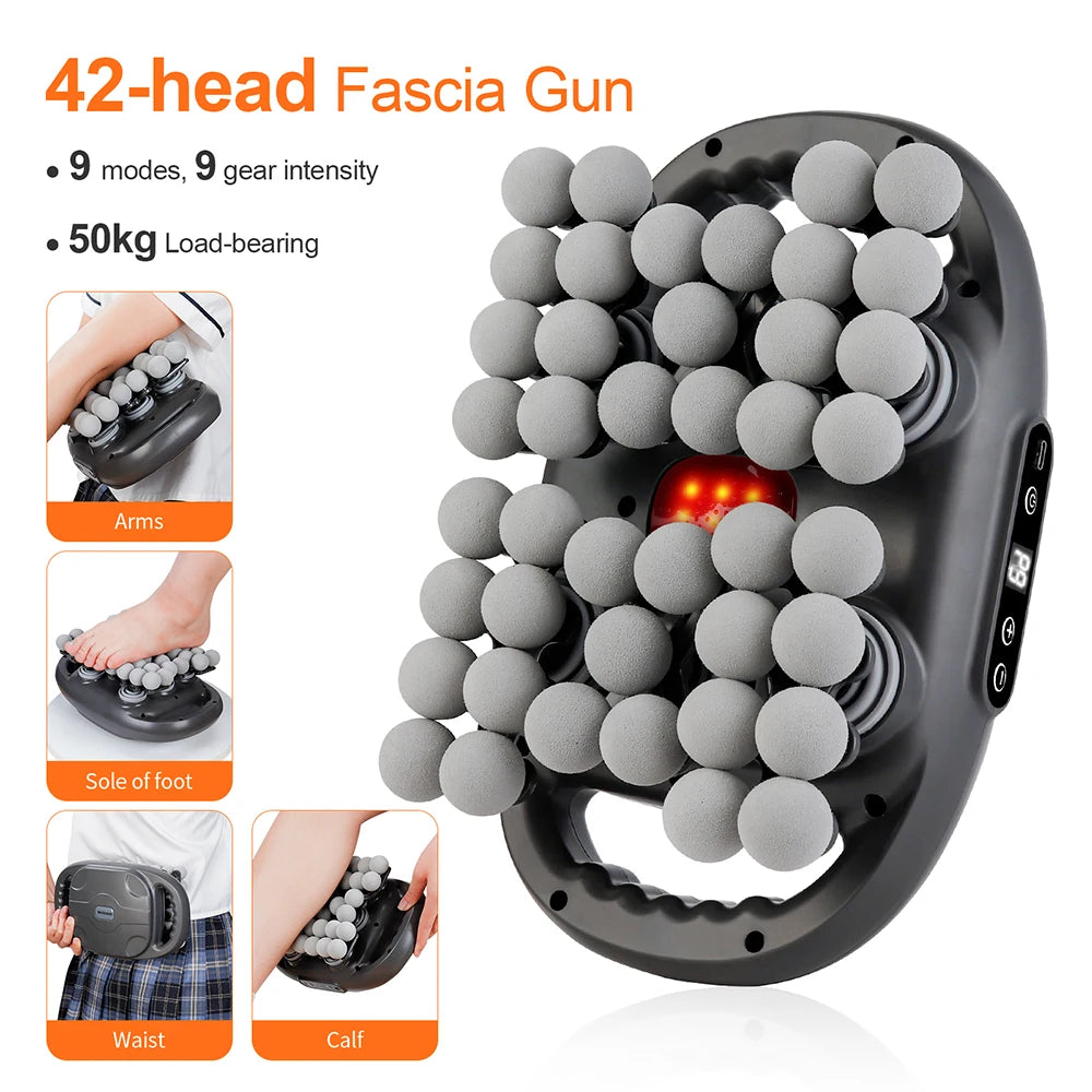 42-Head Fascia Gun — High-Frequency Vibration Massage Gun for Back, Waist, Neck & Shoulders