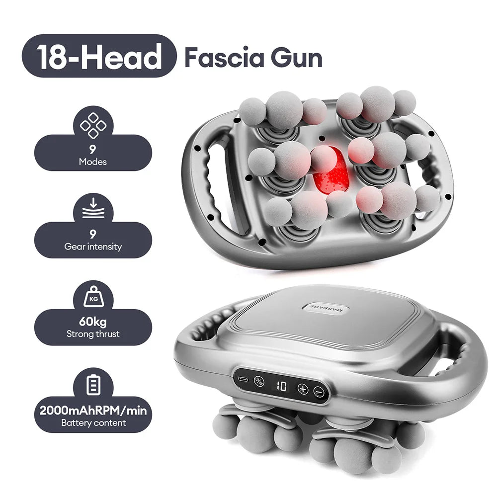 42-Head Fascia Gun — High-Frequency Vibration Massage Gun for Back, Waist, Neck & Shoulders