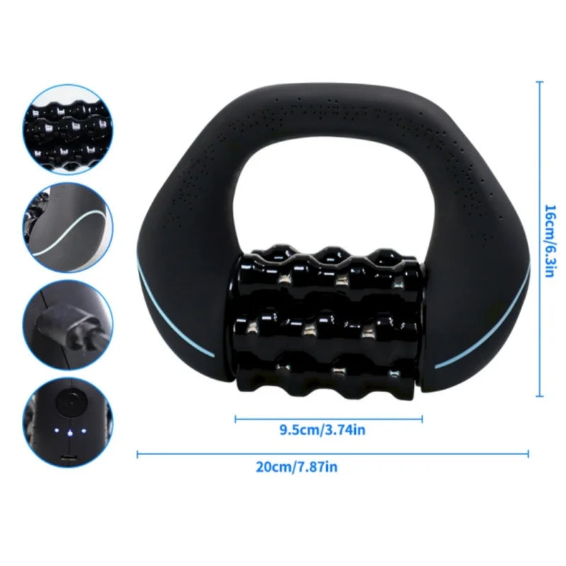 Electric Rolling Percussive Massager — Handheld Deep Tissue Roller for Muscle Recovery & Body Relief