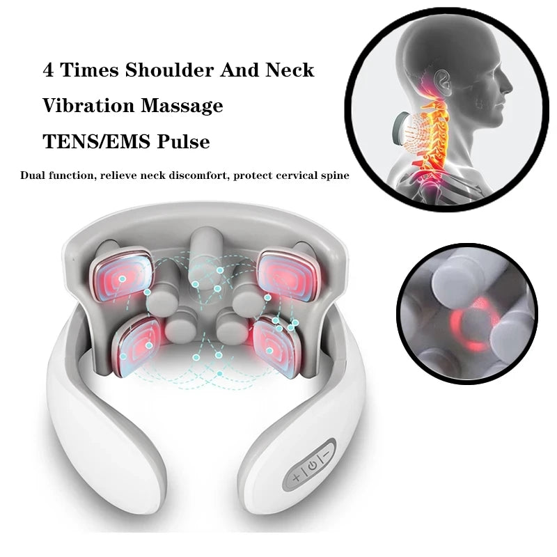 Smart Rechargeable Neck Massager with Red Light Therapy