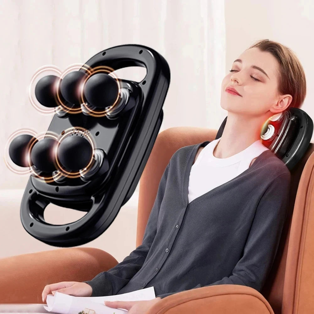 6-Head Percussion Massage Gun — Deep Tissue Relief for Neck, Cervical Spine & Full Body