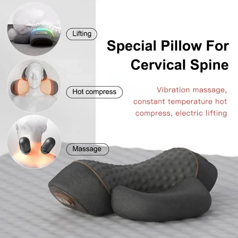 Electric Neck Massager Pillow — Cervical Heating Vibration Support for Pain Relief & Better Sleep
