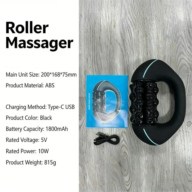Electric Rolling Percussive Massager — Handheld Deep Tissue Roller for Muscle Recovery & Body Relief