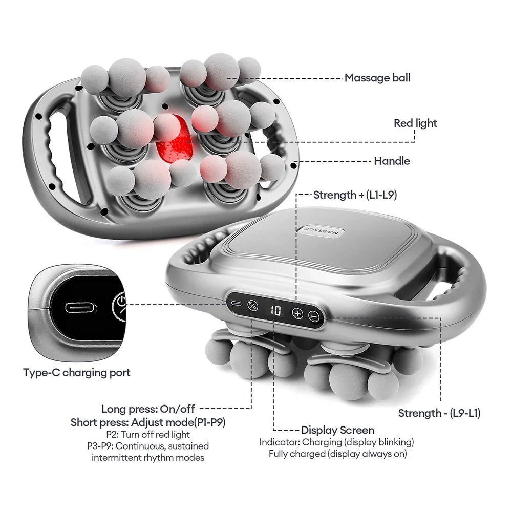42-Head Fascia Gun — High-Frequency Vibration Massage Gun for Back, Waist, Neck & Shoulders
