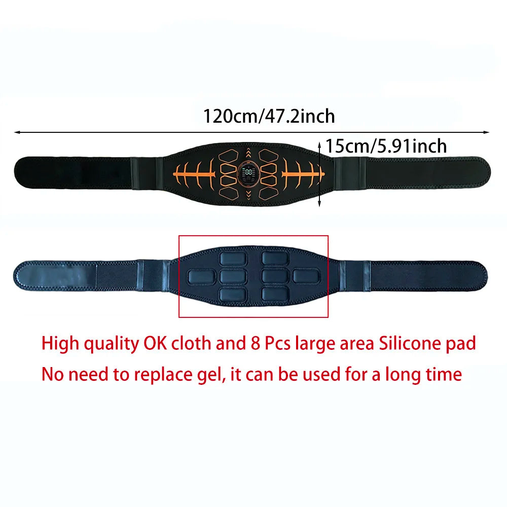 Smart Muscle Toner Abdominal Belt — EMS Abs Trainer USB Rechargeable for Men & Women