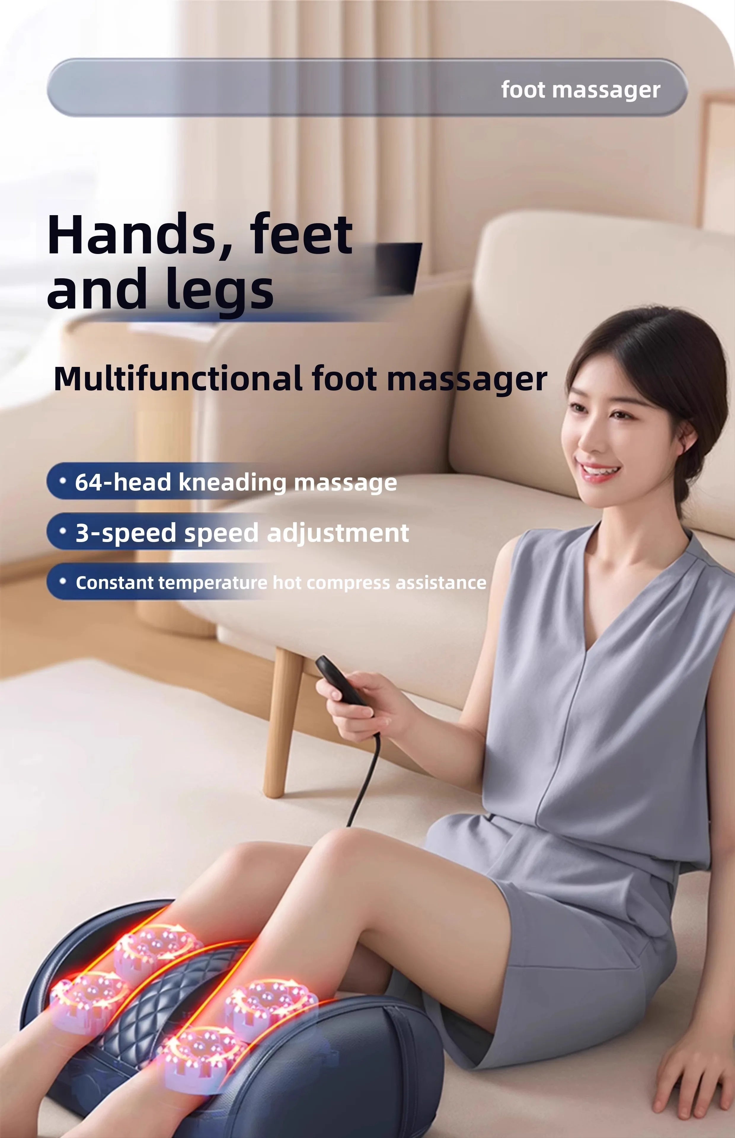 Shiatsu Foot Massager with Heat — 4-Roller Electric Kneading Machine for Deep Foot Relief