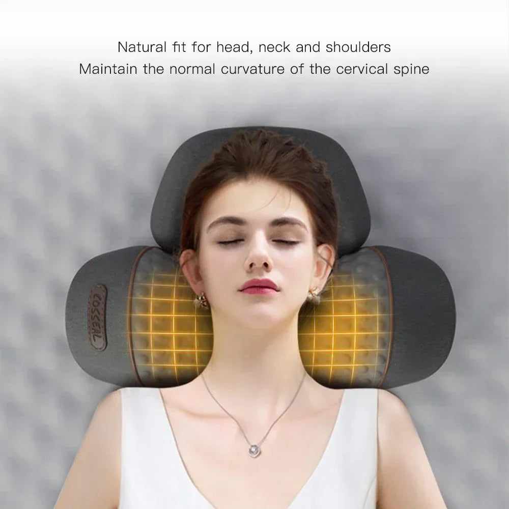 Electric Neck Massager Pillow — Cervical Heating Vibration Support for Pain Relief & Better Sleep