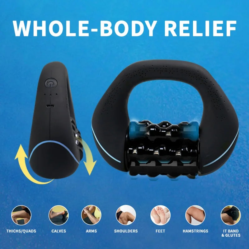Electric Rolling Percussive Massager — Handheld Deep Tissue Roller for Muscle Recovery & Body Relief
