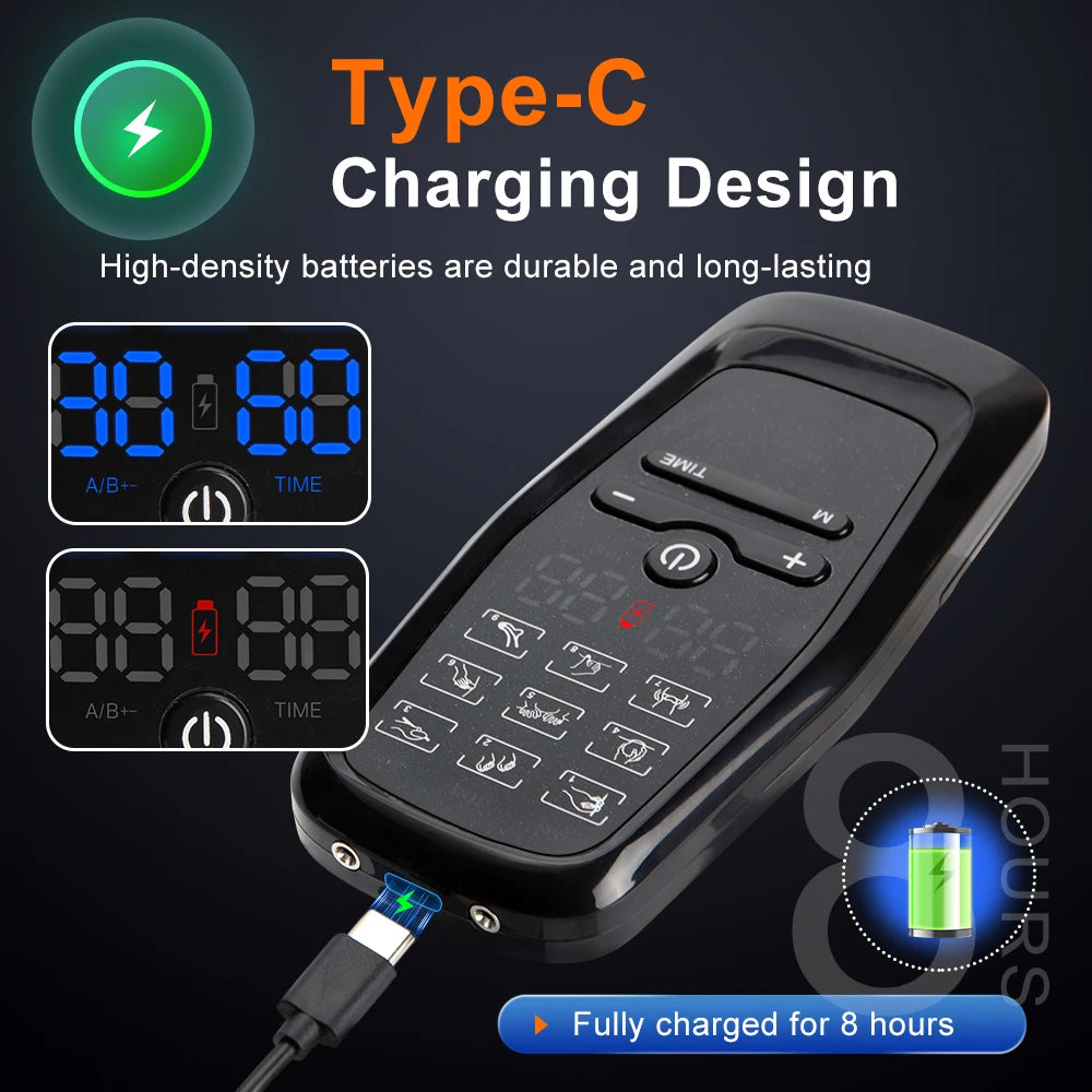 EMS Electric Muscle Stimulator — TENS Unit Physiotherapy Pulse Massager for Full Body Pain Relief