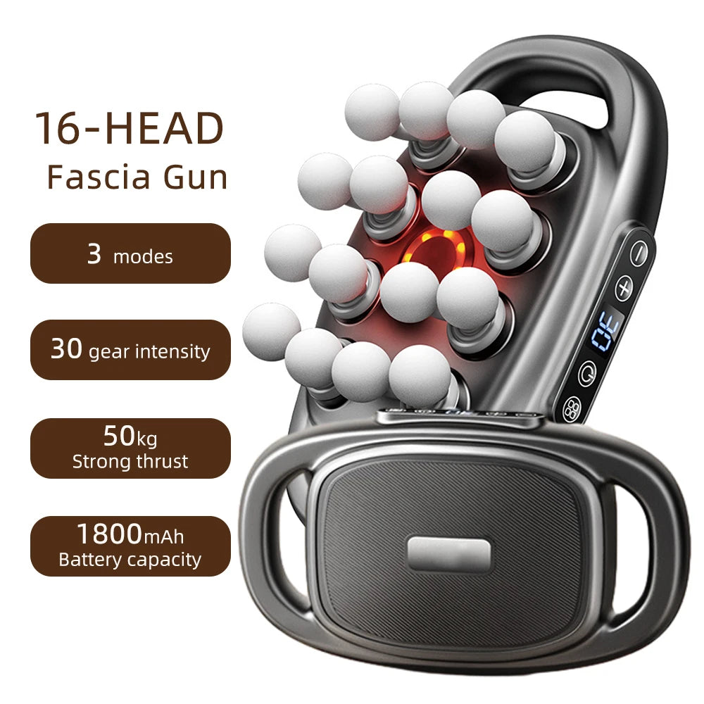 42-Head Fascia Gun — High-Frequency Vibration Massage Gun for Back, Waist, Neck & Shoulders