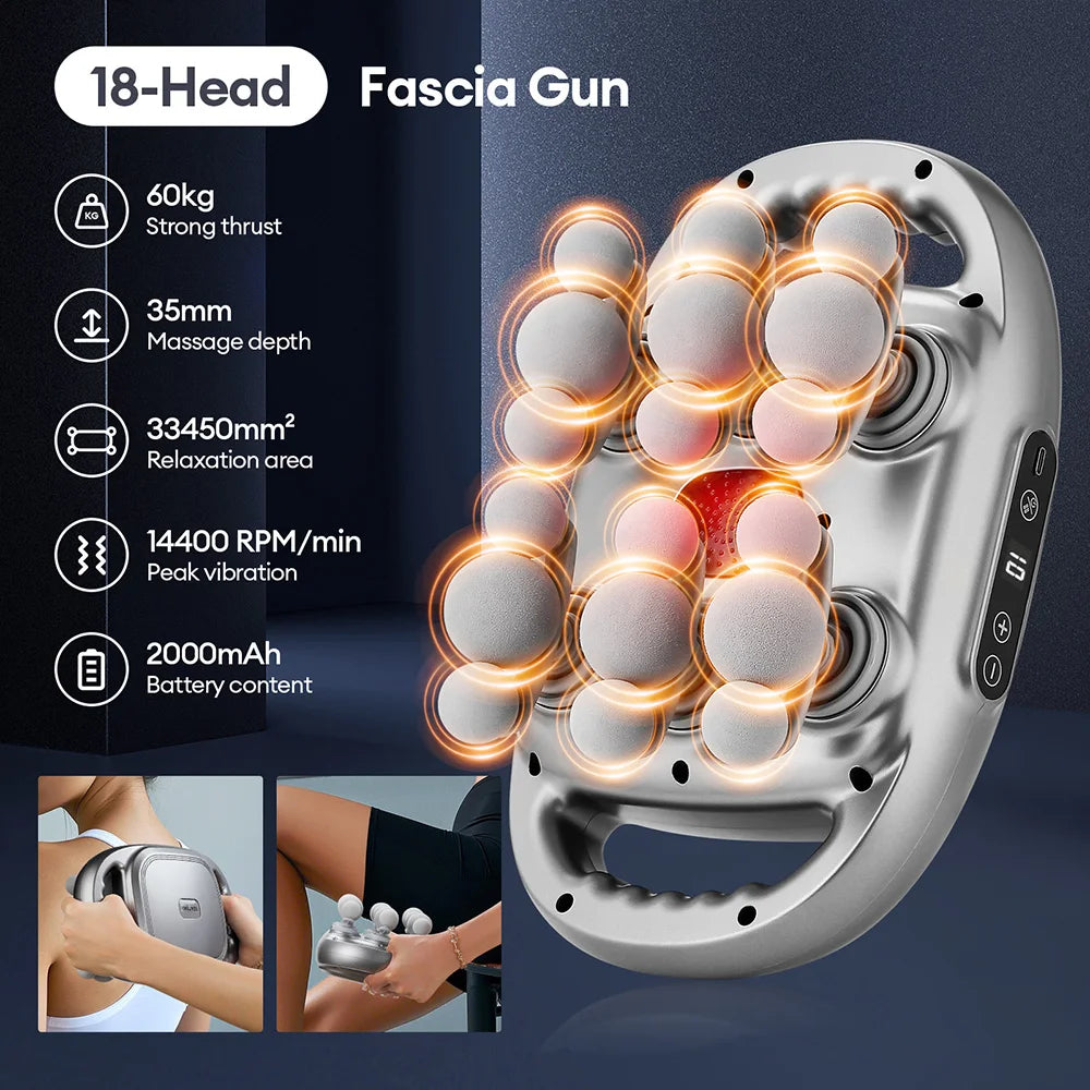 42-Head Fascia Gun — High-Frequency Vibration Massage Gun for Back, Waist, Neck & Shoulders