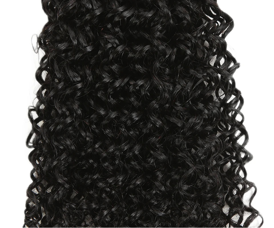 Kinky Curly Human Hair Bundles – 8A Remy Brazilian Weave in Natural Black (10–26 Inches)