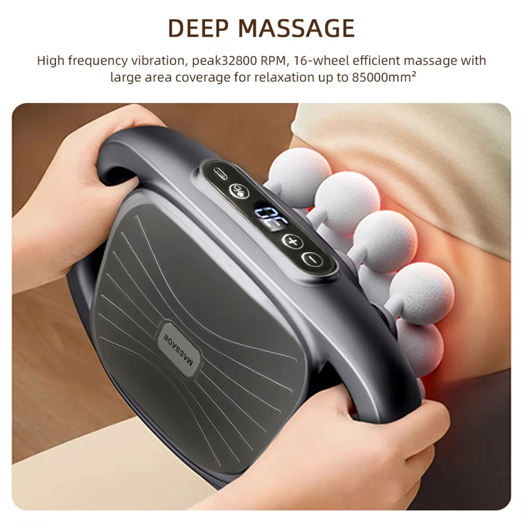 Massager Gun Set — 16 Heads Deep Tissue Electric Massager for Back, Shoulders, Legs & Feet